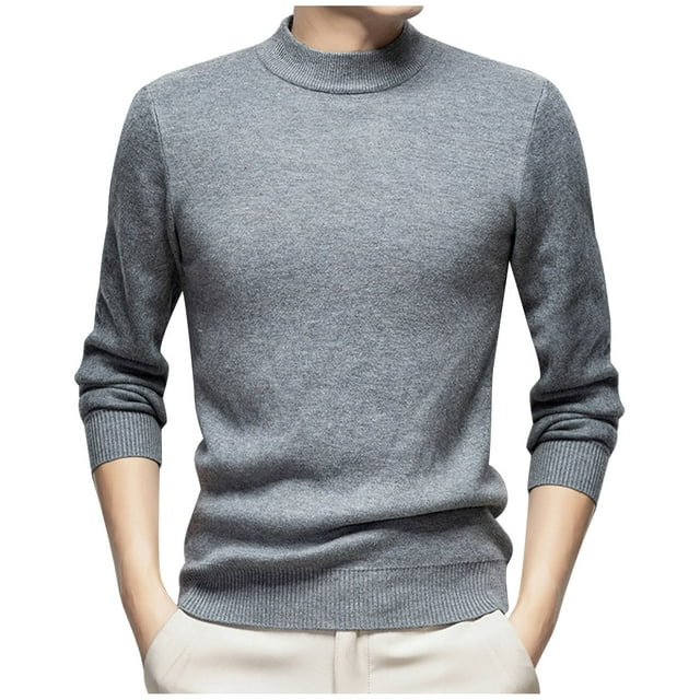 LOVZFMLL Sweaters for Men, Solid Color Acrylic Crew Neck Ribbed Pullover, Casual Basic Everyday Layering Shirt, Fall Clothes, Warm Winter Tops