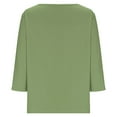 thumbnail image 3 of AKOEE Women's Polyester T Shirts 3/4 Length Sleeve Tops for Women Casual Spring Fall Summer V Neck Tees (XL, Green-A), 3 of 5