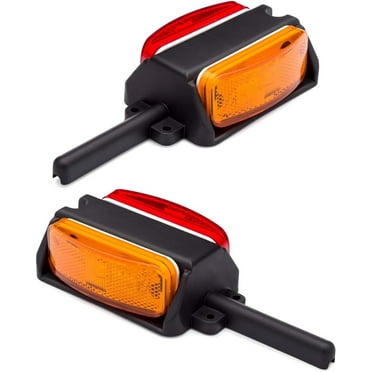 Lumitronics Pre-Wired Left & Right Fender Clearance Trailer Lights Marker Lights Assembly, Amber/Red