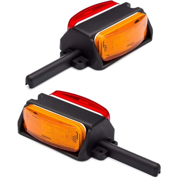 Lumitronics Pre-Wired Left & Right Fender Clearance Trailer Lights Marker Lights Assembly, Amber/Red