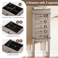 thumbnail image 6 of Gymax Standing Jewelry Cabinet Storage Organizer Wood Legs Mirror&5 Drawers Christmas Gift, 6 of 9