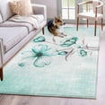 thumbnail image 2 of Turquoise Flowers Large Area Rugs for Bedroom Living Room, Soft Non Slip Carpet Bedside Rug, Farmhouse Gradient Floral Plants Rectangular Floor Cover Kitchen Accent Rug 4'x6' for Dining Room/Office, 2 of 9