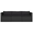 thumbnail image 3 of vidaXL 7 Piece Patio Lounge Set with Cushions Poly Rattan Black, 3 of 10