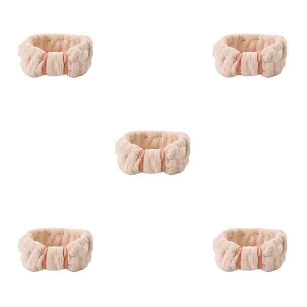 Bandas para El cabello Sonducket de cara ajustable Coral Fleece Beige 5Conjunto