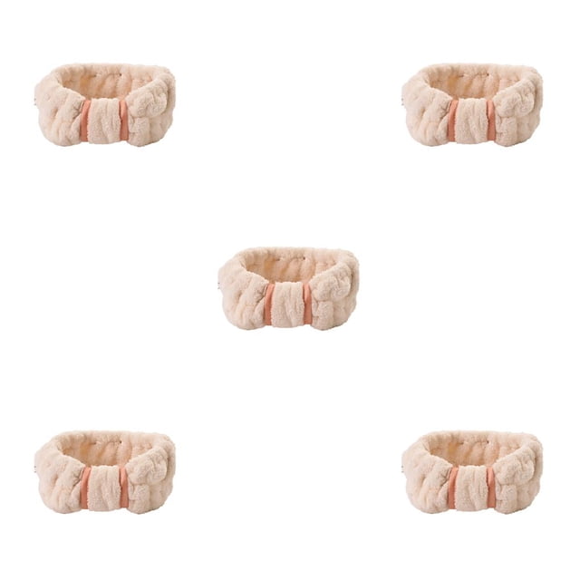 Bandas para El cabello Sonducket de cara ajustable Coral Fleece Beige 5Conjunto