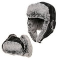 thumbnail image 6 of Men's Ushanka Trapper Hat: Warm Eskimo with Brim Winter Hunting Ear Protection, Cold-Resistant Faux Fur Perfect for Cold Seasons XL Black Grey, 6 of 7