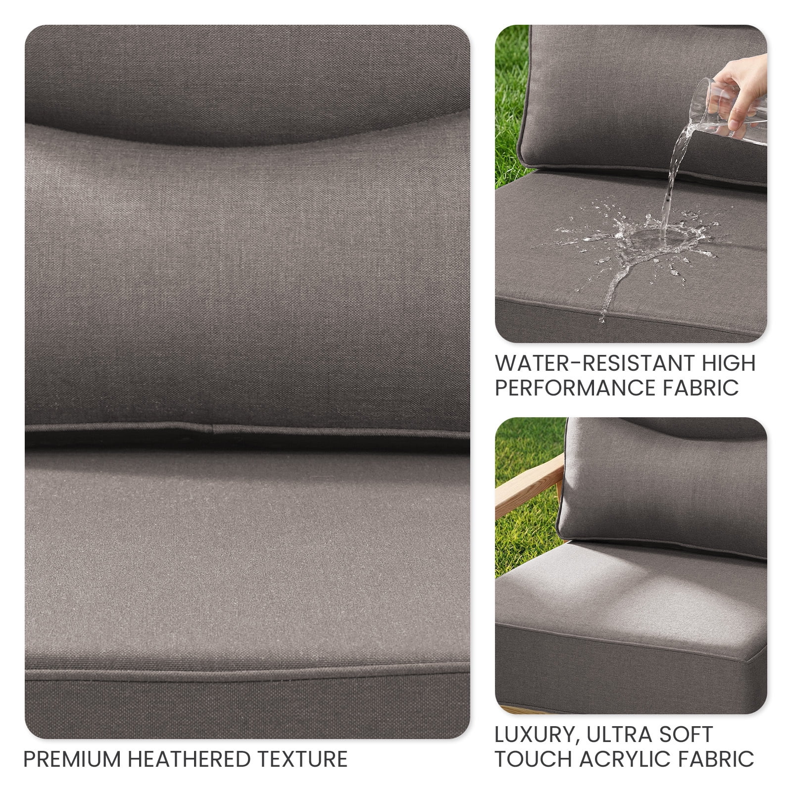 Bellefurn Outdoor Seat Cushions 22 X 24 X 6 inch for Patio Furniture,Outdoor Chair Cushions Outdoor Deep Seat Cushion with Water Resistant & Removable Cover Patio Cushions for Wicker Chair,Sofa,Couch