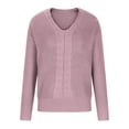 thumbnail image 4 of Capreze Winter Warm Sweater Jumper for Women Cable Knitted Tops Casual Long Sleeve V Neck Pullover Work Chunky Pullovers Pink 2XL, 4 of 7