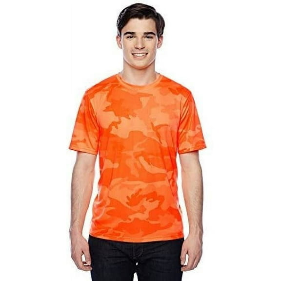 Champion Men's Essential Double Dry Tee_Safety Orange Camo_2XL