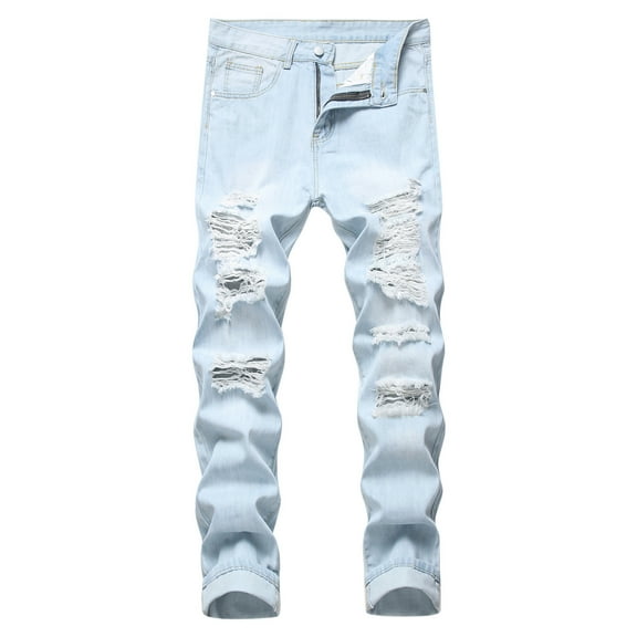 Jeans for Men Fashion Straight Tube New Broken Knee Broken Pants Jeans Stretch Casual Comfort Outdoor Denim Pants