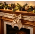 thumbnail image 3 of 2PCS Champagne Gold Christmas Wired Ribbon - 16.4 Ft Yard Christmas Mesh Ribbon for Gift Wrapping, Tree Decor & DIY Crafts, Holiday Bow Making,C, 3 of 5