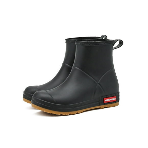 Colisha Unisex Rubber Boot Non-Slip Rain Boots Slip-On Outdoor Garden Shoes Work Pull On Waterproof Rainboot Black (Men) 6