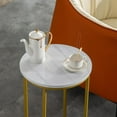 thumbnail image 3 of 16 Inch Modern Round Faux Marble Top Coffee Table with X Base, White and Gold, 3 of 10