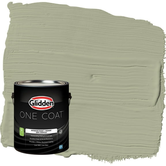 Glidden One Coat Olive Sprig / Green Semi-Gloss Interior Paint with Primer, 1 Gallon