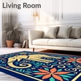 thumbnail image 2 of ODIKA 6'x9' Machine Washable Non-Slip Area Rug, Whimsical Elephant Dreamscape with Interlocking Floral Ornaments High Traffic Rug with Pad, Gold, 643772, 2 of 8