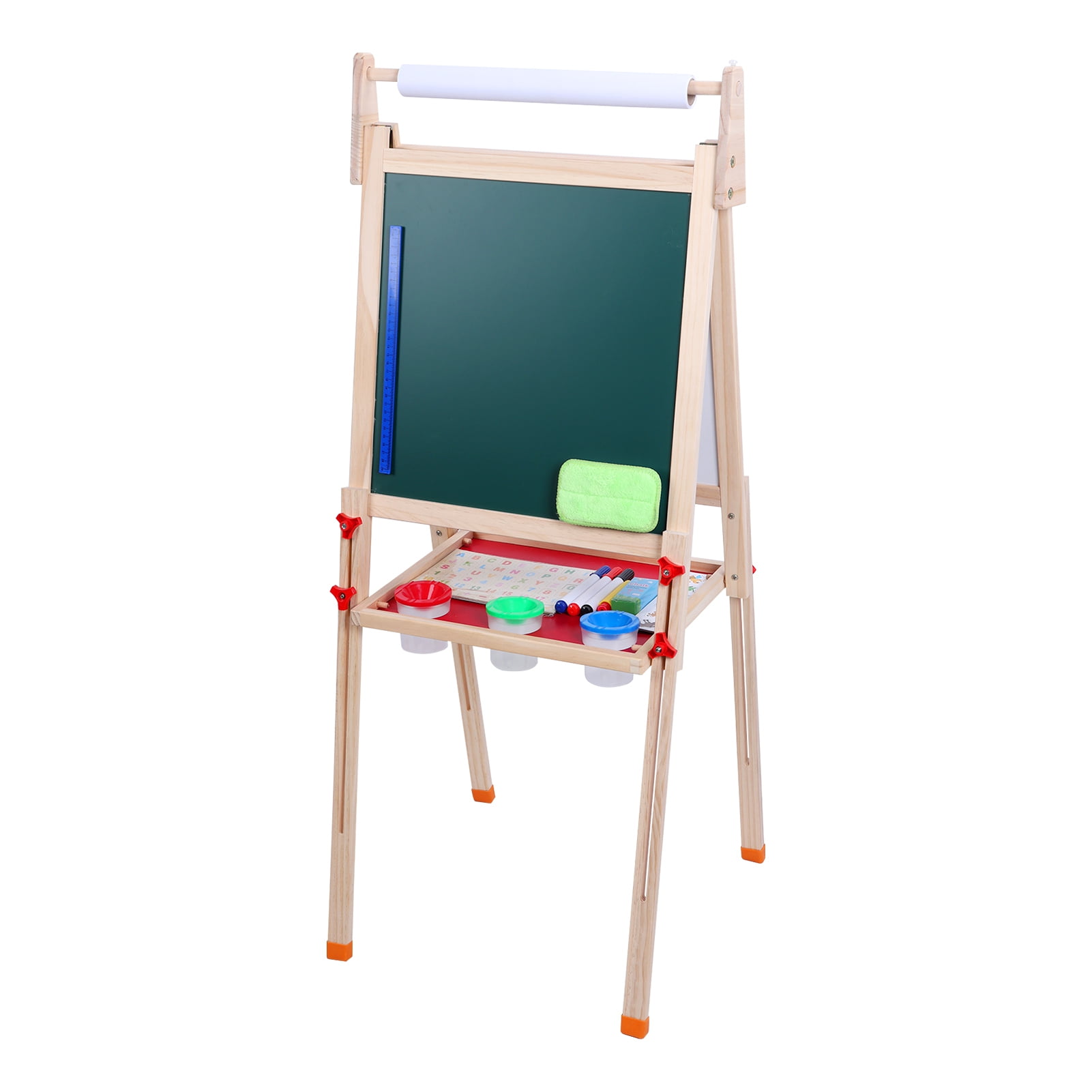 Wliqien Kids Easel, Toddlers Art Easel, Wooden Kid Easel with Paper Roll, Height Adjustable Magnetic Double Sided Easel, Kids Dry Erase Board