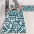 thumbnail image 2 of Kitchen Rugs Sets Of 2,Teal Paisley Pattern Anti Fatigue Kitchen Mat Rugs Non Slip Washable,Decorative Kitchen Floor Mats for Kitchen,Sink,Laundry,17"X47", 2 of 5