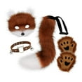 thumbnail image 4 of BELOVING Ensemble Collier et Queue d'Animal Visage d'Halloween pour Bal Boîte de Nuit Jeu de Rôle Rouge Brun Blanc, 4 of 9
