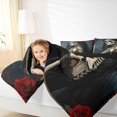 thumbnail image 3 of Homewish Black Skeleton Bride Twin Bedding for Kids, Teal Vintage Romantic Rose Bedding Comforter Set, Black Reversible, 7 Pieces, 3 of 7
