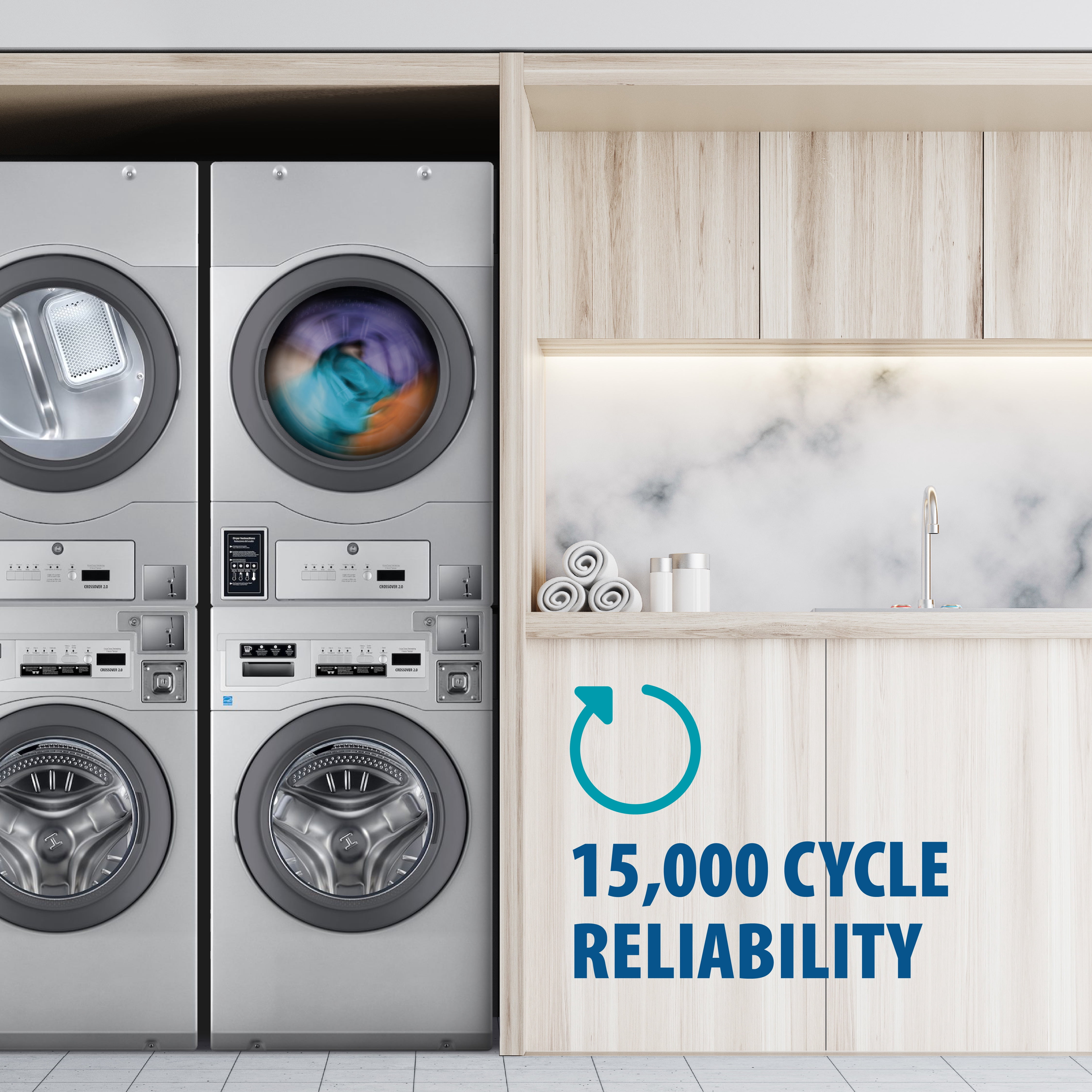 Crossover 2.0 Coin-Operated Washer and Gas Dryer Stack, WASHERGDRYERSTACK