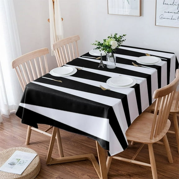 Black White Triangle Geometric Table Cloth Waterproof Dining Tablecloth Kitchen Decorative Coffee Cu