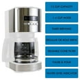 thumbnail image 3 of Kenmore Aroma Control 12-Cup Programmable Coffee Maker, White & Stainless Steel, Glass Carafe, Reusable Filter, Timer, 3 of 8