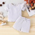 thumbnail image 2 of Futezty Girls Summer Outfits, 4th of July Baby Girl Outfits Toddler Baby Girls Off-shoulder T-shirt Tops + Patchwork Denim Shorts 12M 18M 24M 3T 4T 5T Kids Independence Day Clothes Short Pants Set, 2 of 9