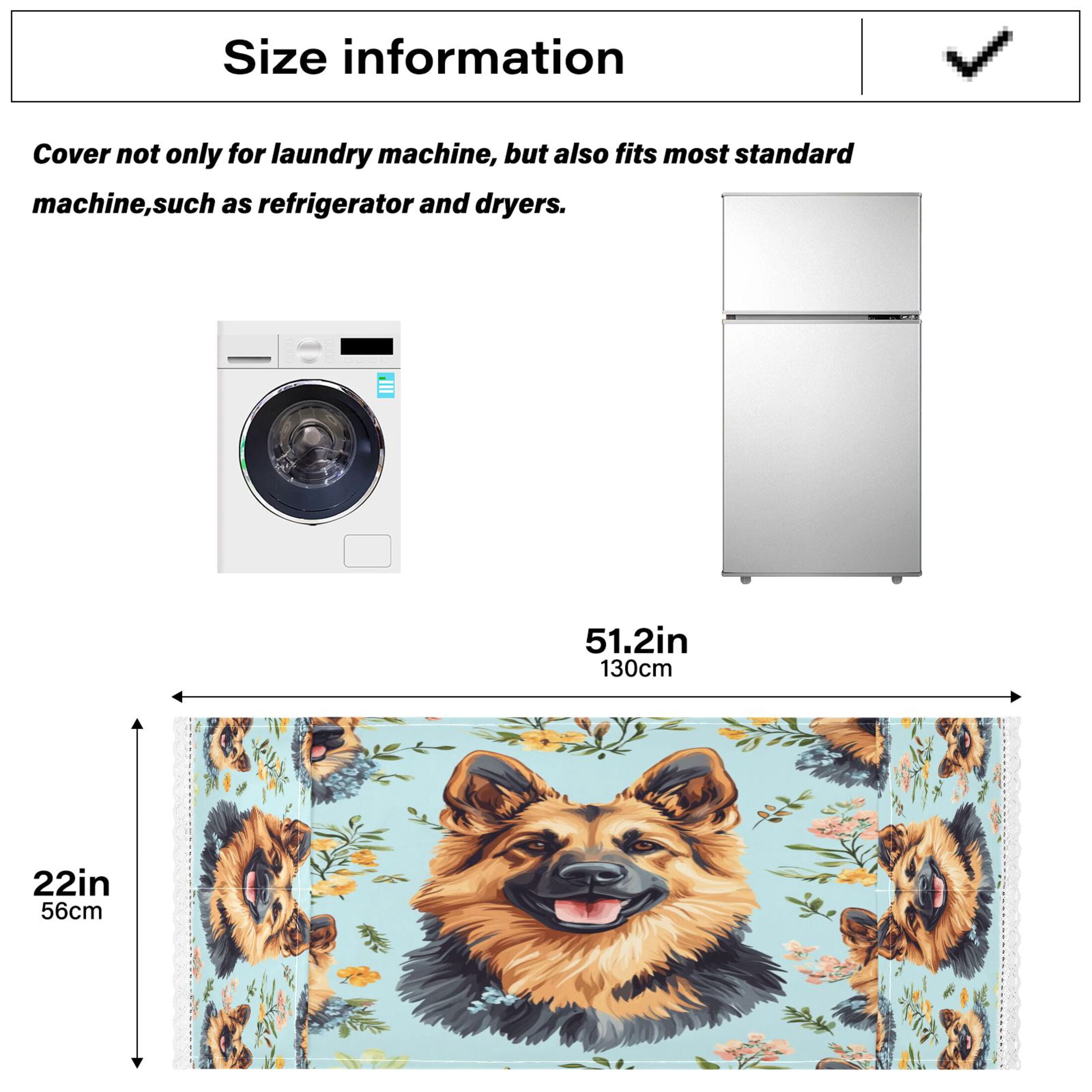 Shepherd DogWasher and Dryer Covers Dust-Proof and Oil Resistant Fridge Cover with 4 Storage Pockets Washing Machine Top Cover for Laundry Kitchen Home 51.2 x 22 In