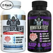 Angry Supplements 2-Pack of Monster Test (120 ct) and Monster Test PM (60 ct) Day/Night Testosterone Booster Combo Pack