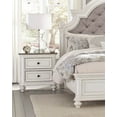 Traditional Antique White Bedroom Set 5pc Beautiful Button-Tufted King ...