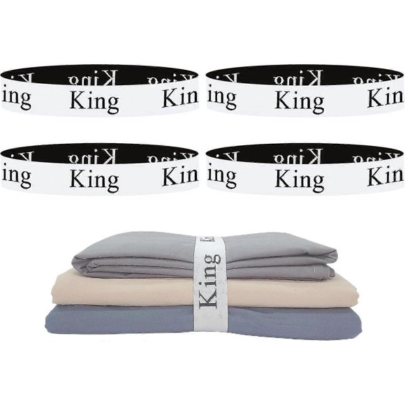 4 Pieces Bed Sheet Organizer Bands - Labels For Bedding And Linen Organization (4pcs King).