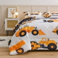 thumbnail image 3 of Btargot Construction Truck Comforter Set Full for Boys Kids White Vehicle Excavator Cars Bedding Set, 3 of 8