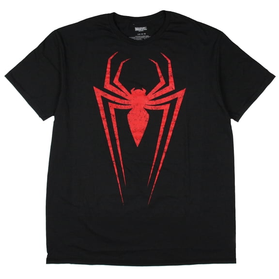 Marvel Spiderman Comic Book Superhero Distressed Logo Men's T-Shirt (Large)