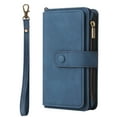 thumbnail image 2 of K-Lion for Moto G Power 2021 ,Retro Classic PU Leather Zipper Card Slots Kickstand Wallet Flip Case Shockproof Full Body Phone Cover with Wrist Strap for Moto G Power 2021,Blue, 2 of 7