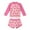 Pink, variant on Odeerbi 2-10 Years Kids Girls Long Sleeve Rash Guard Swimsuits Two Pieces Athletic Training Swimsuit Surfing Swimwear Floral Printed Sunscreen Bathing Suit with Swim Trunks Set