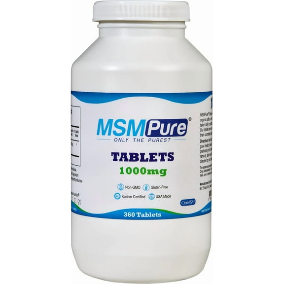 KALA HEALTH MSMPure MSM Tablets – 1,000 mg US-Made MSM per Tablet for Joint Health, Skin Appearance, Hair & Nail Support – Coated for Easy Swallowing, Tasteless – 360 Count