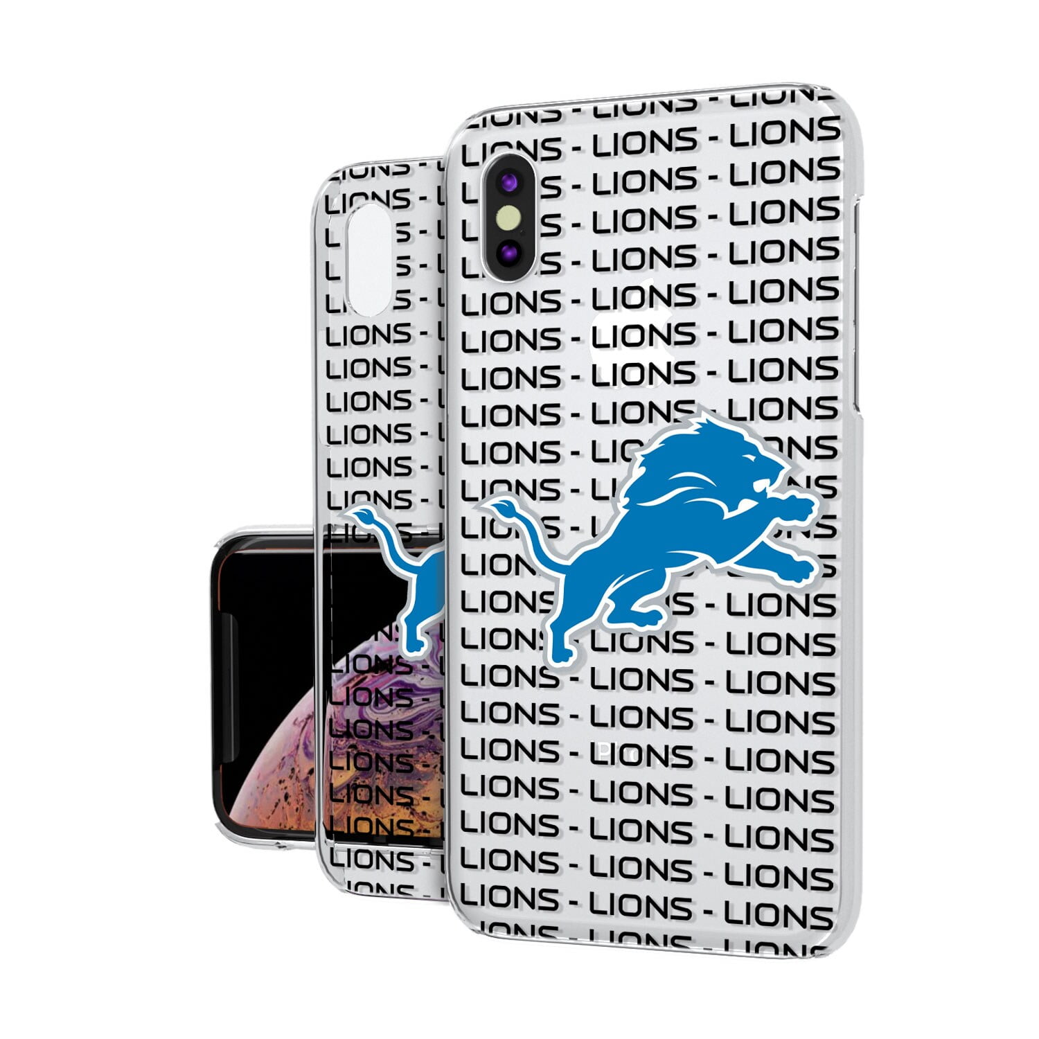 Detroit Lions iPhone Clear Text Backdrop Design Case 