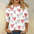 thumbnail image 2 of 3/4 Sleeve Valentines Tops for Womens Cute Heart Graphic T Shirts Fashion Holiday Casual Baisc Tees, 2 of 5