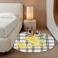 thumbnail image 2 of Summer Lemon Watercolor Round Area Rug 3.3Ft Washable Circle Rugs for Dining Room Table, Geometric Black Line Plaid Non-Slip Carpet Floor Mats Indoor Outdoor Carpet Runner Aesthetic Home Decor, 2 of 8