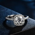 thumbnail image 5 of SFTING 925 Sterling Silver Bridal Solitaire Round Engagement Wedding Ring for Women Halo Zirconia 1.2CT Silver Size 7, 5 of 8