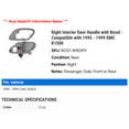 thumbnail image 2 of Right Interior Door Handle with Bezel - Compatible with 1995 - 1999 GMC K1500 1996 1997 1998, 2 of 2