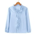 thumbnail image 4 of Xingpeng Womens Flutter Sleeve Blouses Long Sleeve Casual Tops Spring Summer Outfits Dressy Shirts Blue XXXXL, 4 of 8