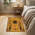 thumbnail image 3 of ODIKA 2'x3' Washable Throw Rug Black Golden Celestial Sunburst Mystical Sun and Moon with Floral Vases for Hallway, Study Room, Non-Slip Low Profile, Flatwoven, 3 of 7
