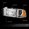 thumbnail image 3 of DNA Motoring HL-OH-DR944P-CH-AM For 1994 to 2002 Dodge Ram Truck 1500 2500 3500 Headlight+Corner Lamp Chrome Housing Amber Side 95 96 97 98 99 00 01 Left + Right, 3 of 3