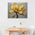 thumbnail image 2 of ONETECH  Yellow Grey Flower Wall Art Abstract Gray Background Print on Canvas Home Decor Decal Pictures Poster for Bedroom Living Room Printed Painting Gifts Framed Ready to Hang, 2 of 4