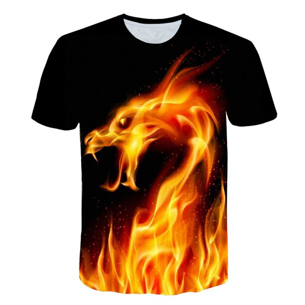 2021 Flame Boy's kids T-shirt verano moda de manga corta para niñas 3D cuello redondo tops Color elemento camisa de moda para niños T-shirt8T Gao Jinjia LED