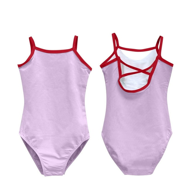 Jgppe Girls Dance Bodysuit Solid Color Breathable Classics Camisole Leotard 3-16 Years