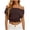 Brown, variant on Crop Tops for Women Off Shoulder Cap Sleeve Blouson Cropped Y2K Blouses Travel Going Out Summer T-shirts (M, Black)