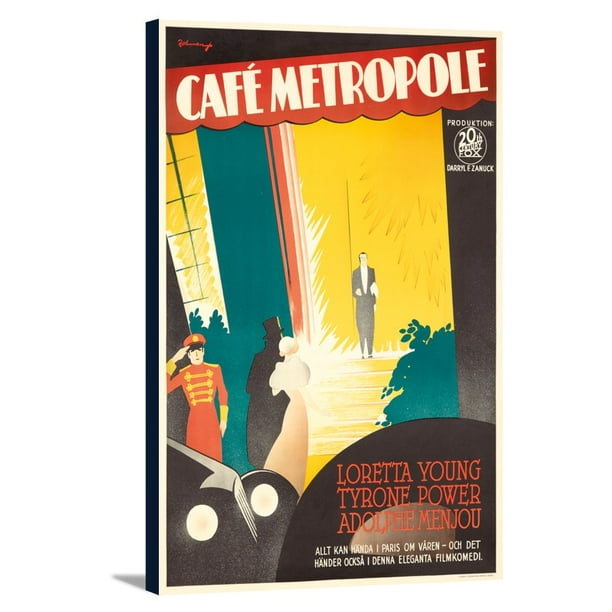 Cafe Metropole Vintage Poster Artist Rohman Erik Sweden C 1937 12x18 Gallery Wrapped Stretched Canvas Walmart Com Walmart Com