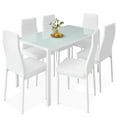thumbnail image 3 of Best Choice Products 7-Piece Kitchen Dining Table Set w/ Glass Tabletop, 6 Faux Leather Chairs - White, 3 of 9